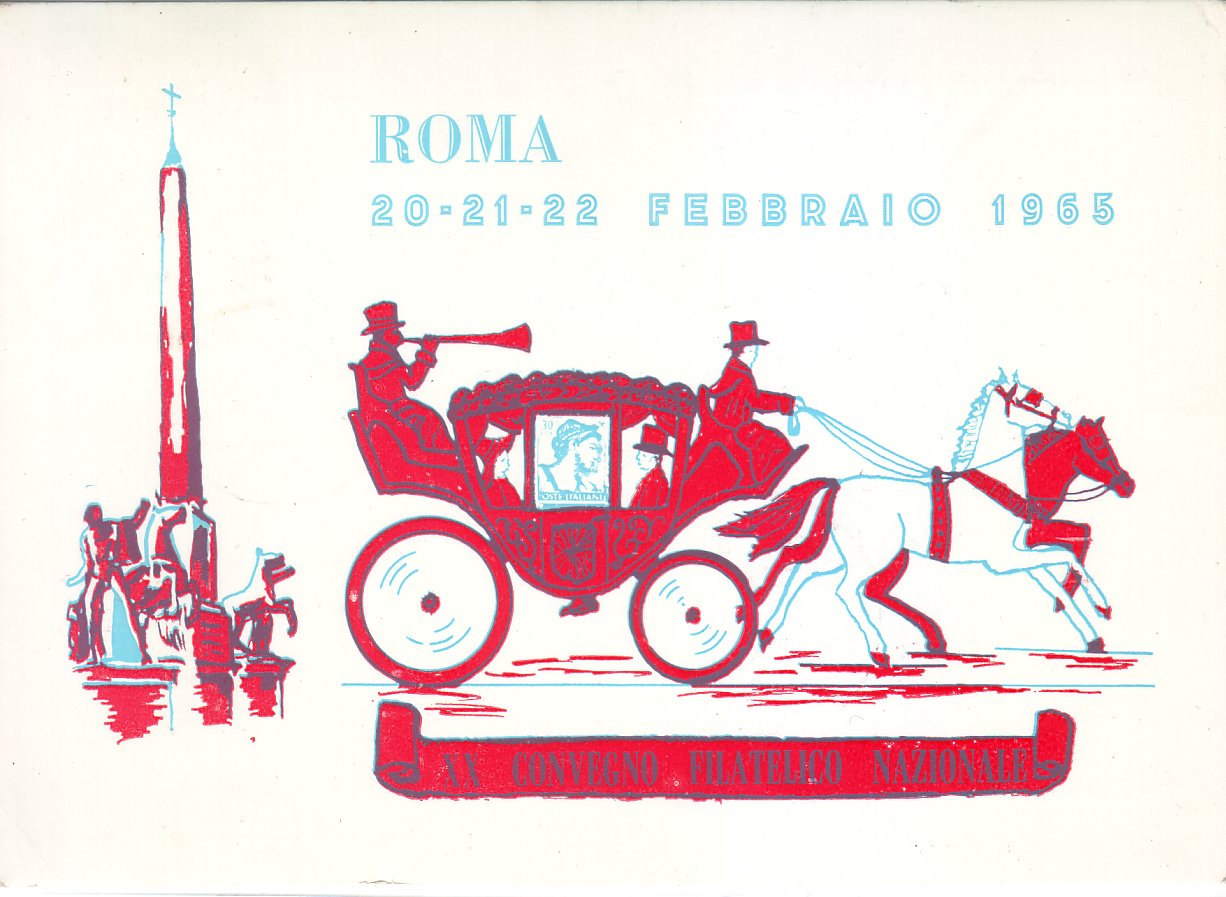 Vintage 1965 Postcard issued at Rome Stamp Fair